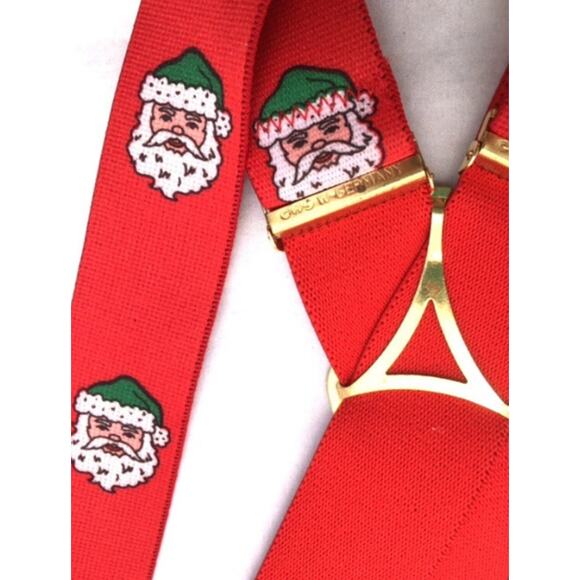 RARE Vintage Red & Green SANTA Claus Suspenders - W Germany HOLIDAY Suspenders - Picture 4 of 4
